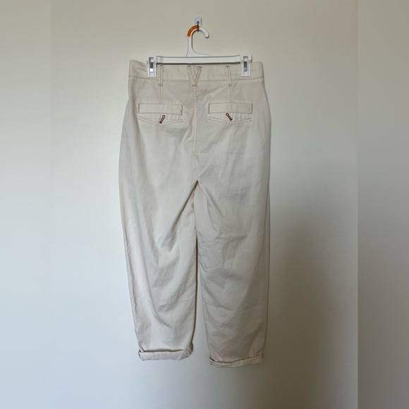 Anthropologie Pilcro Rolled Hem Utility Beige Patch Chinos Barrel Pants - Picture 7 of 13